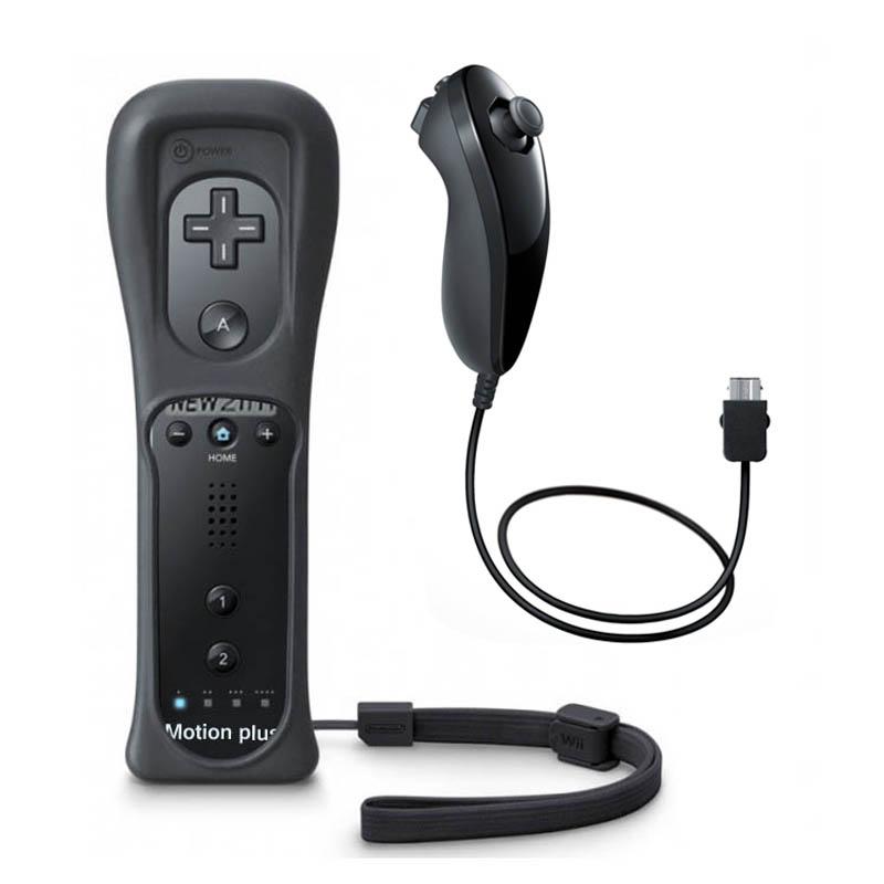 

ONETOMAX Black Wireless Game Remote Controller with Motion Plus 2 in 1 for for Wii Controller joystick Nunchuck