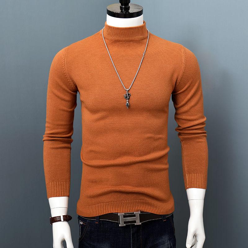

2021 New Autumn Winter Cashmere Cotton Sweater Men Jersey Jumper Male Solid Hiver Pullover Turtleneck Knitted Sweaters D186, Blue