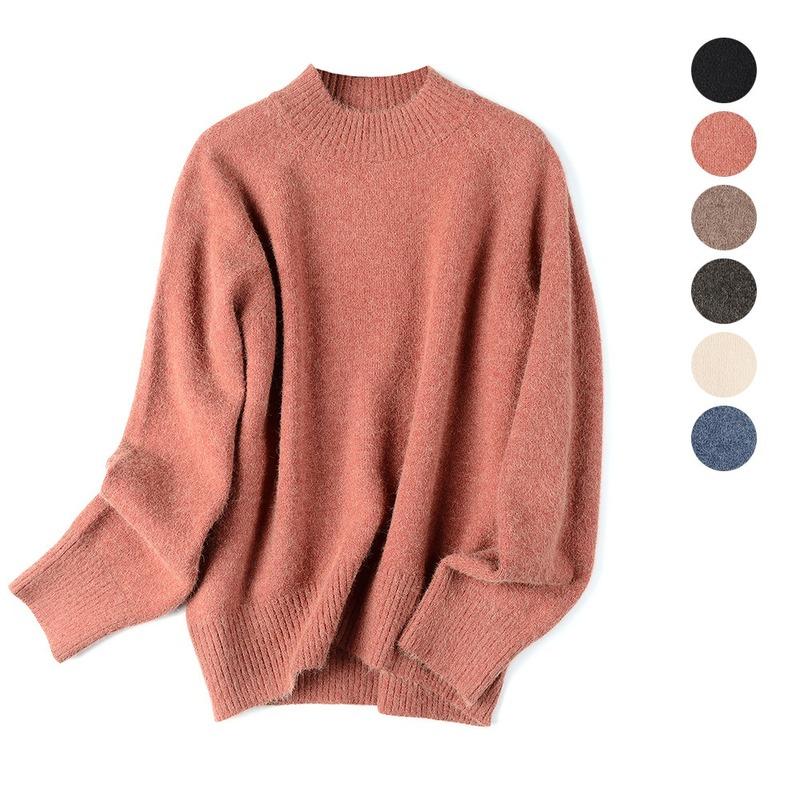 

Korean sweaters Knit O neck Warm sweater womens winter thick loose loose lazy base outer wear pullovers lady oversized sweater, Blue