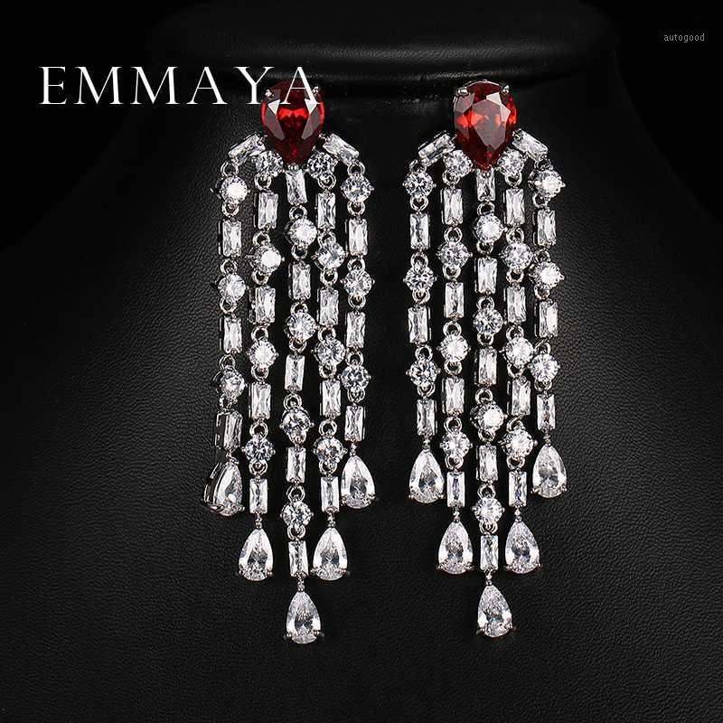 

Dangle & Chandelier Emmaya Luxury Red Green Clear Blue Long Earrings For Women Wedding Party Drop Cubic Zirconia Tassel Earrings1