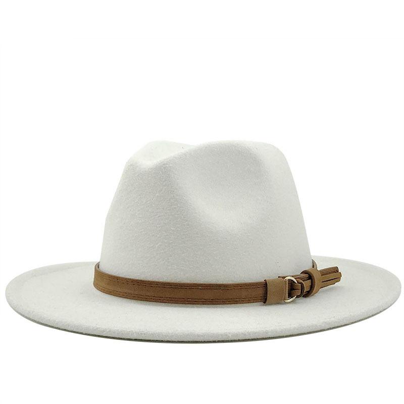 

High quality ladies autumn winter hat simple hat suede leather leather fedora British-style jazz brim