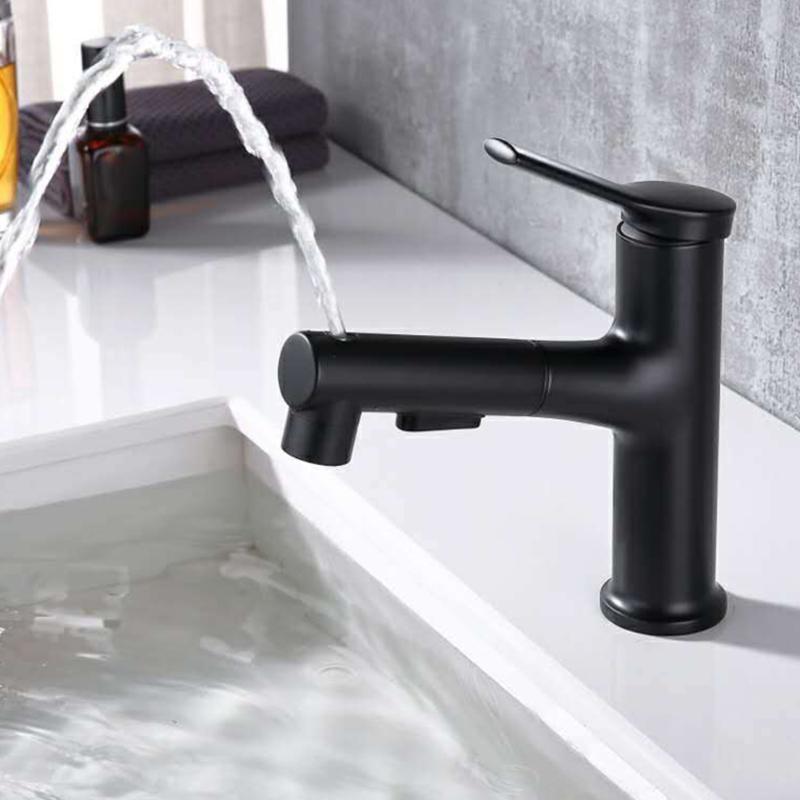 

Hotel Toilet Kitchen Bathroom Basin Faucet Spray Pull Out Brass Home Hot And Cold Water Sink Multifunctional Single Handle Tap