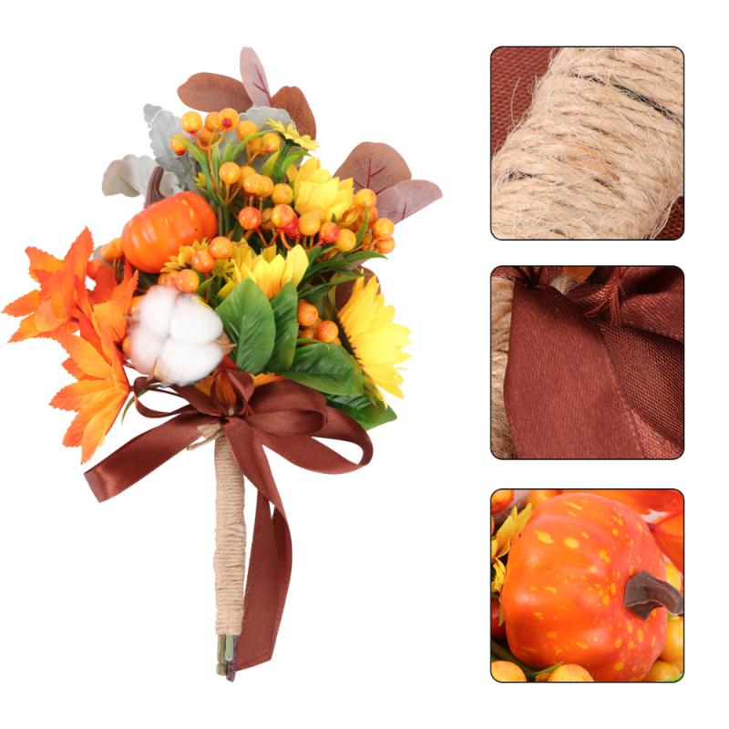 

1 Pc Simulated Marple Leaves Emulational Pumpkin Bouquet Adornment for Thanksgiving, Assorted color