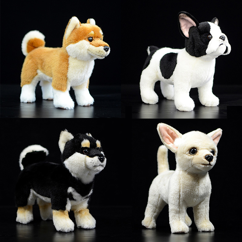 

Real Life Standing France Bulldog Chihuahua Plush Toys Soft Lifelike Dog Stuffed Animal Shiba Inu Kids Baby Christmas Gifts LJ201126