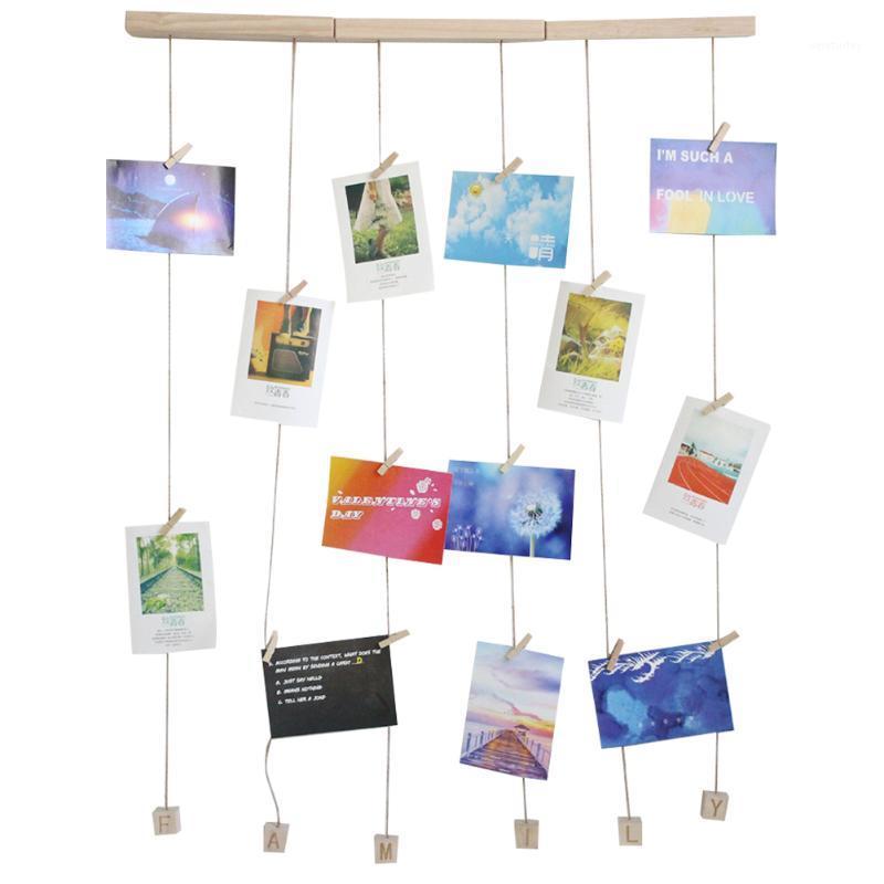 

Home Picture Frame Kit Display Wall Hanging Pendant Bedroom DIY Artwork Backdrop Wooden Decorative Holder Organizer With 25 Clip1