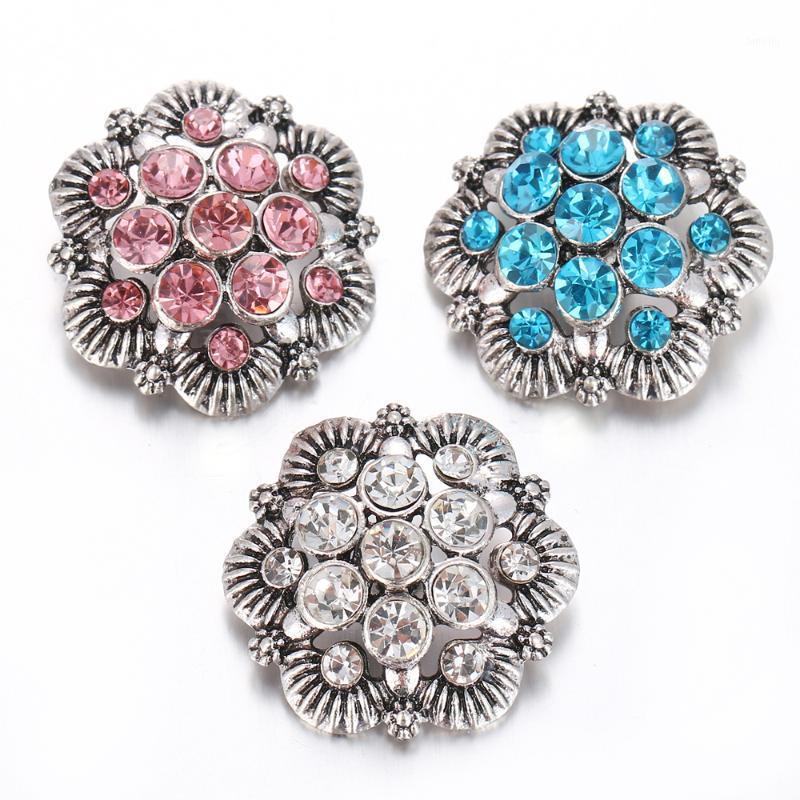 

New flower Snap Buttons Jewelry Vintage fashion rhinestone crystal 18mm Snap Button DIY Charm Fit Bracelet Bangles SB0551