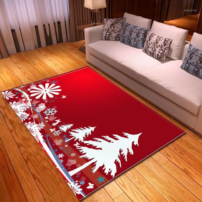 

Merry Christmas Carpets Flannel 3D Printed Area Rugs Parlor Xmas Cedar Mat Rug Nordic Large Red Rug Carpet for Living Room Decor1, No-2