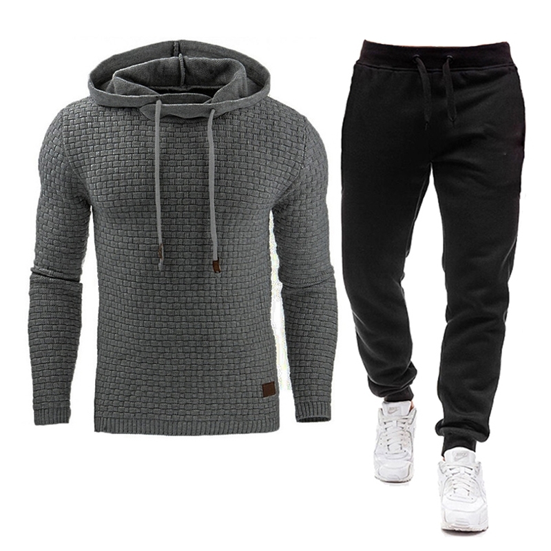 

Autumn Winter Man Tracksuit Sets Pullover Hooded Men' Sweatshirts Sports Suit Male Casual Tracksuits 2 Piece Pants and Hoodies 201201, Dark grey