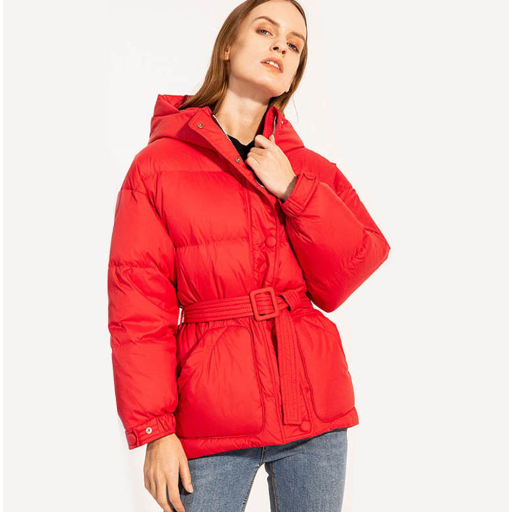 

Winter Jacket Women Hooded 90% Duck Down Thick Warm Waterproof Coat Female Puffer Jackets Solid Glossy Parkas Outwear, Black