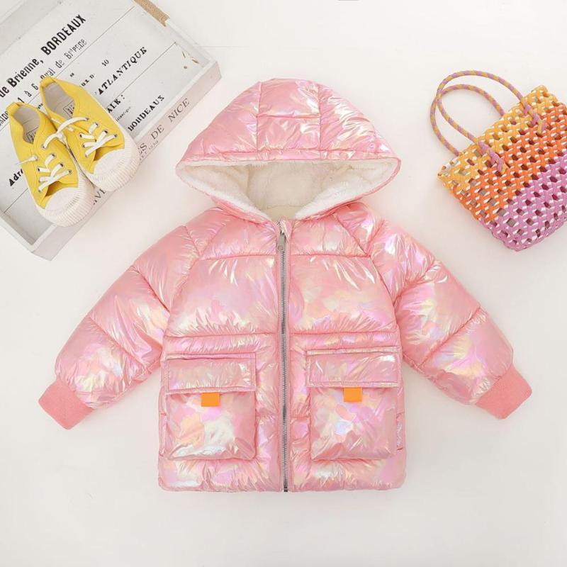 

Winter Camouflage Fleece Jacket For Girls 2-8 Year Beauty Minimalist Solid Hooded Outerwear Kids Cute Shine Blue Parka Coat Boys1