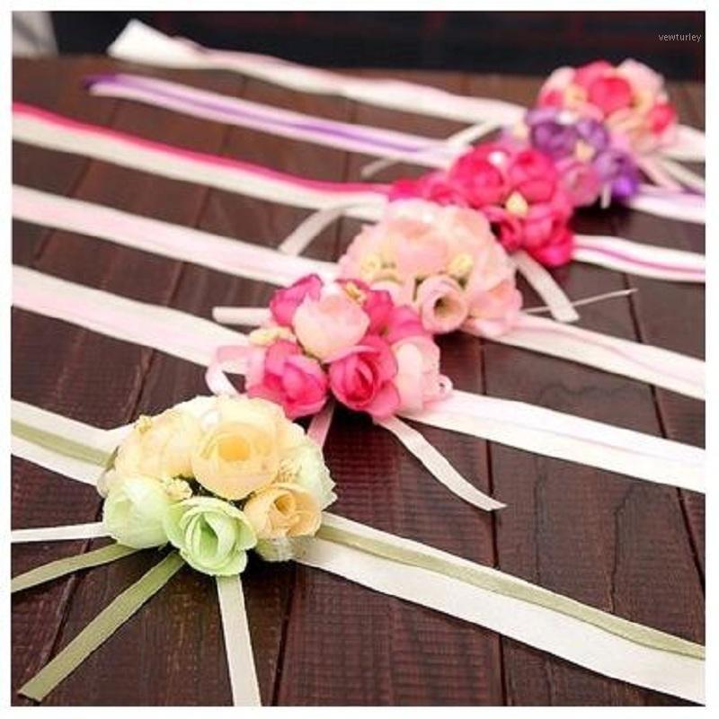 

1piece/lot Rose Wrist Corsage Sisters hand flowers Artificial Bride Flowers For Wedding Party Decoration B143-11, Pink
