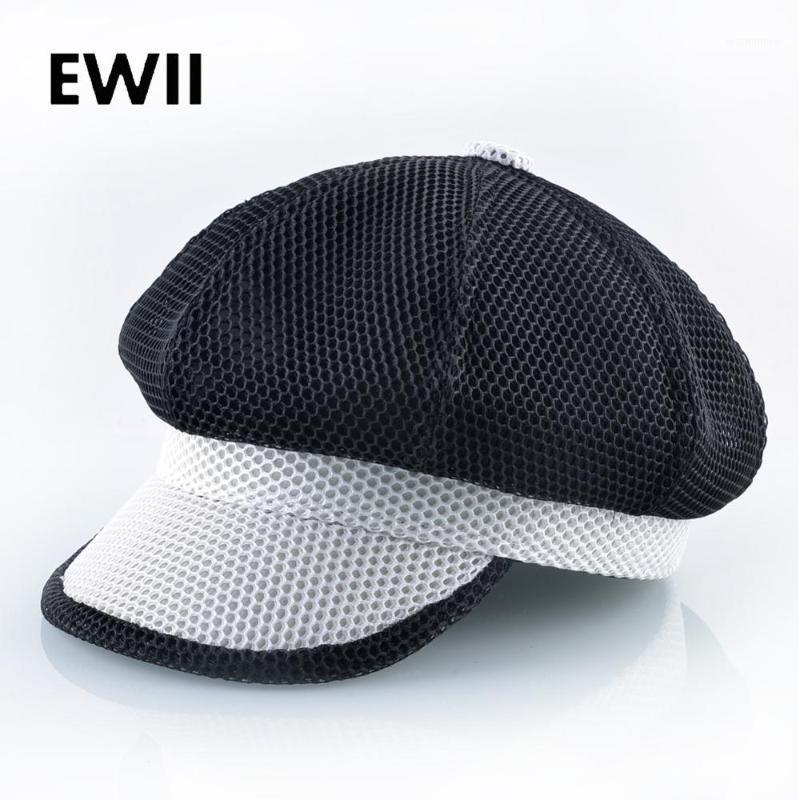

Breathable mesh newsboy cap fashion retro hat for women octagonal beret caps ladies summer flat cap girl caaual casquettes1, White