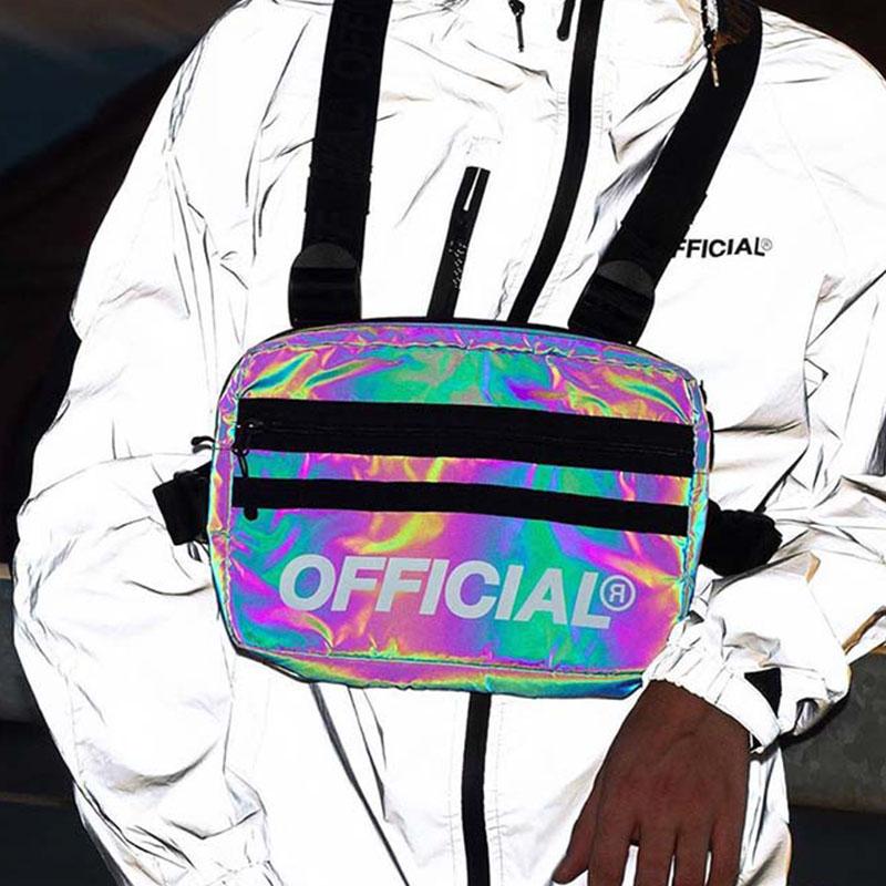 

Trendy Chest Rig Bags Unisex Chest Bag Women Multi-function Vest Function Tactical Streetwear Reflective Hip-hop belt Bag Female, Sky blue