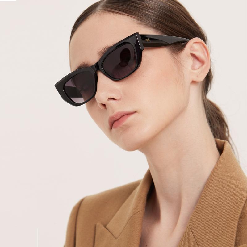

Sunglasses 2021 Fashion Retro Women Cat Eye Famous Lady Brand Designer Sun Glasses Coating Mirror Cateyes Gafas Feminino De Sol