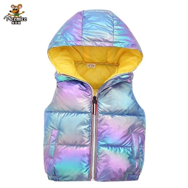 

Windproof Waterproof Hooded Child Waist Coat Children Outerwear Winter Coats Warm Cotton Baby Boys Girls Vest Kids Clothes 201106, Black jacket
