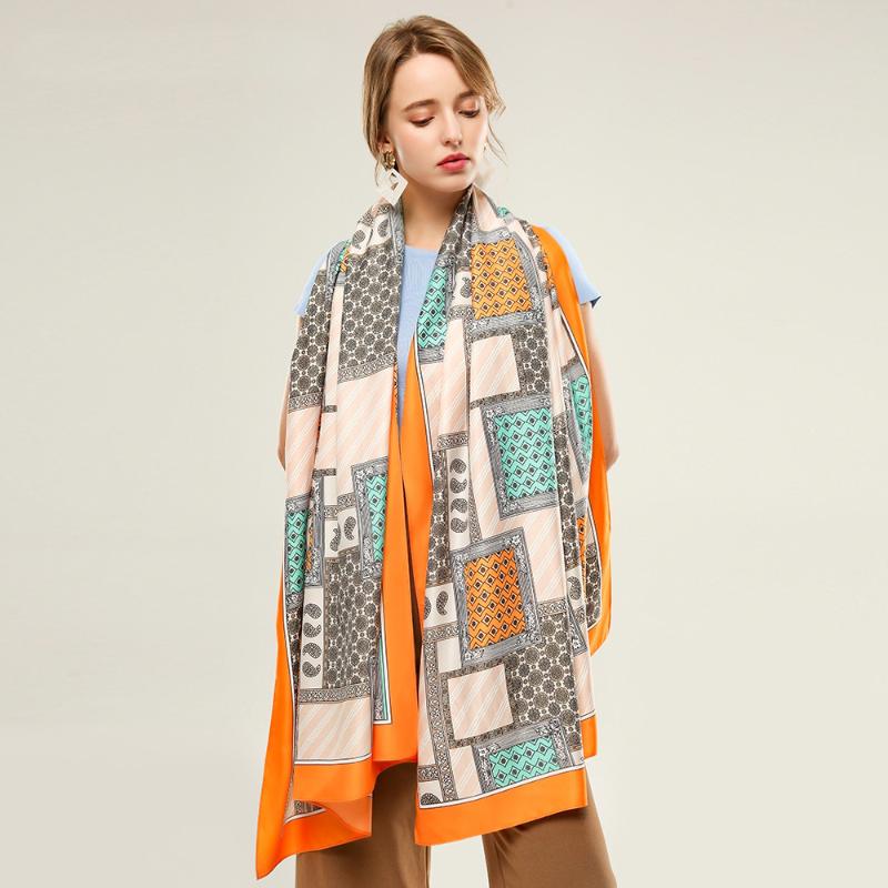 

Women Silk Neck Scarf Pattern Paisley Design Print Foulard Elegant Female Stylish Shawl Stole [3390]