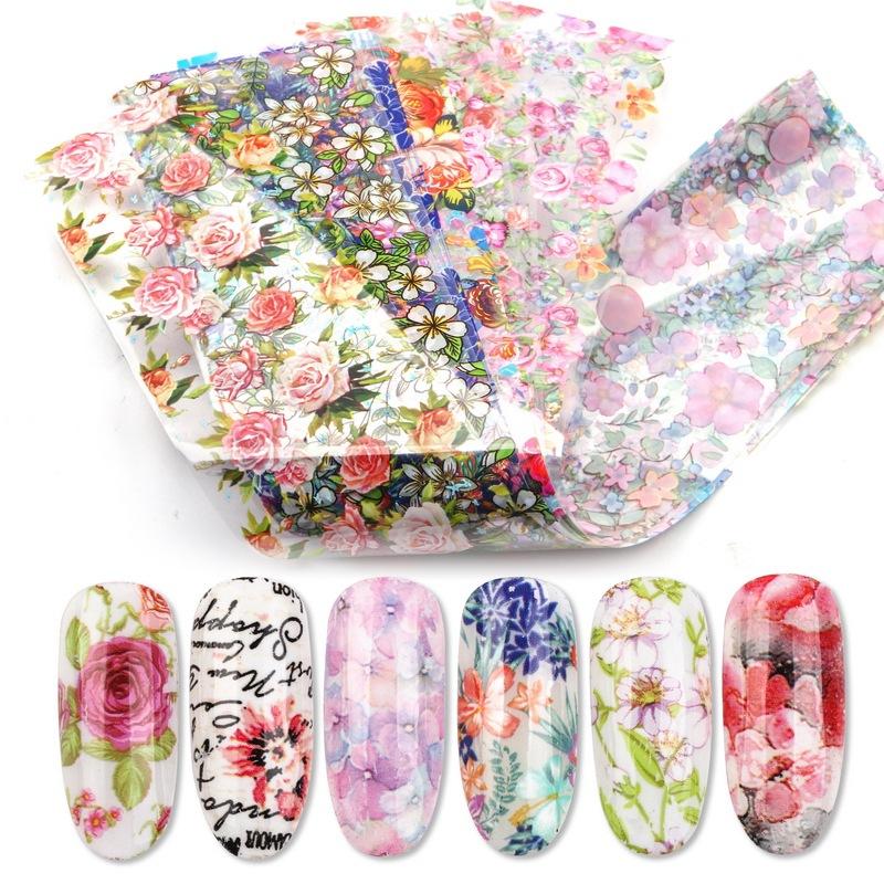 

12 pcs 4*20 cm Nail Art Folie Transfer Stickers Voor Nagels Sliders Ontwerp Manicure Decals Nail Decoratie 3d wraps Bloem Set, Wy1850