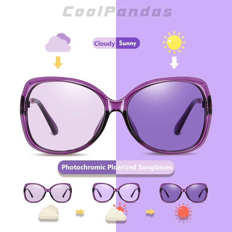 

Oversized Pilot Photochromic Sunglasses For Women 2020 Vintage Brand Driving Purple Sun Glasses ladies lunette de soleil femme