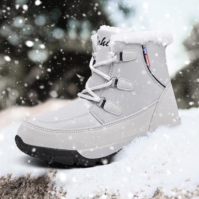 

New Women Boots Female Down Winter Boots Waterproof Warm Snow Ladies Shoes Woman Warm Fur Botas Mujer Casual Booties, Gray