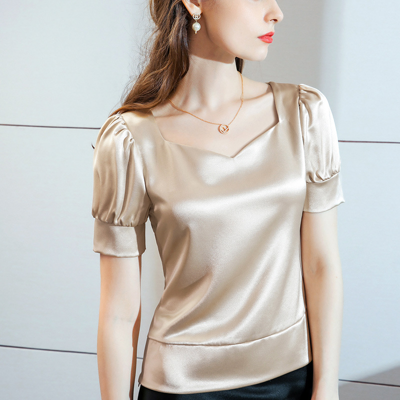 

Simple basic round neck long sleeve T-shirt for women Korean version design feeling irregular fold wear loose bottom shirt 5522, White