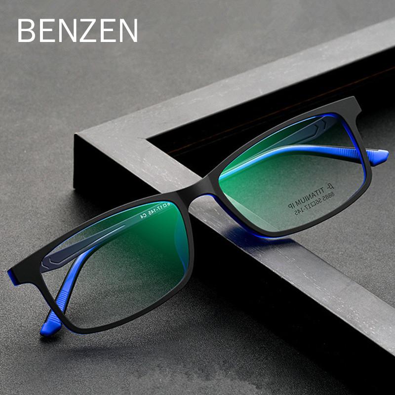

Fashion Sunglasses Frames BENZEN Titanium Prescription Myopia Glasses Frame For Men Women Ultralight TR90 Square Optical Eyeglasses 5312