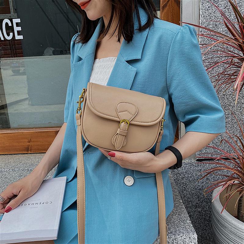 

PU Leather Fashion Women's Shoulder Bags For 2021 New Youth Female Messenger Bag Fresh Girl Small Buckle Bag Diagonal Packet, Black