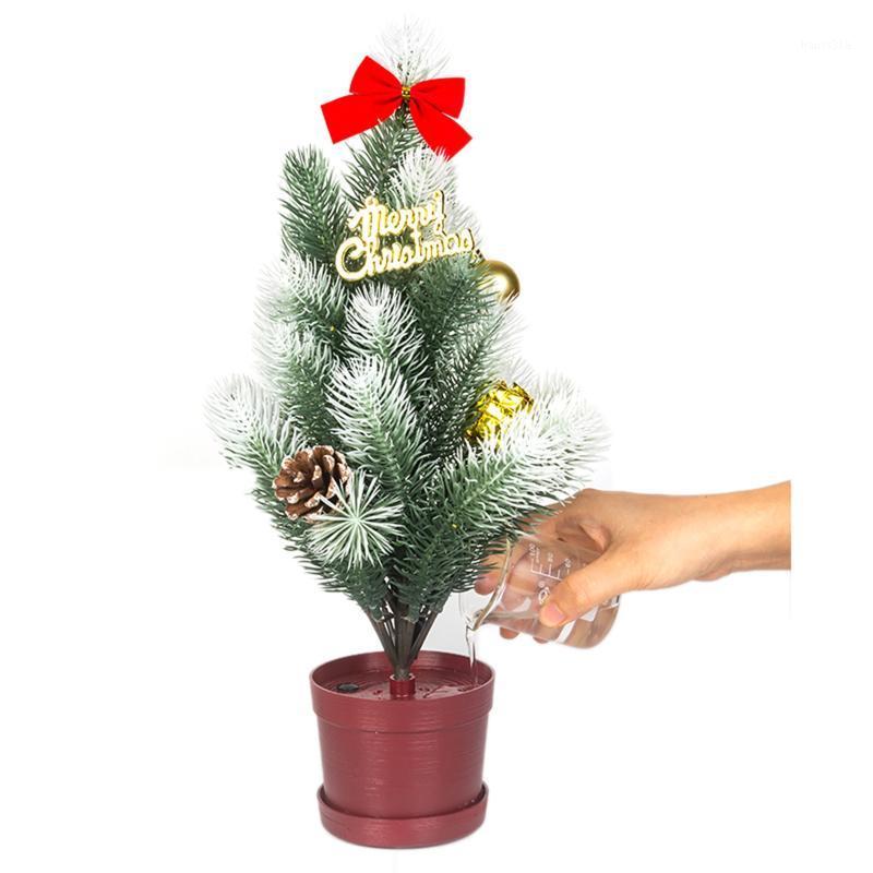 

Mini Christmas Tree with Lights Tabletop Christmas Pine Tree with Plastic Base & LED String Lights for Home Decoration1