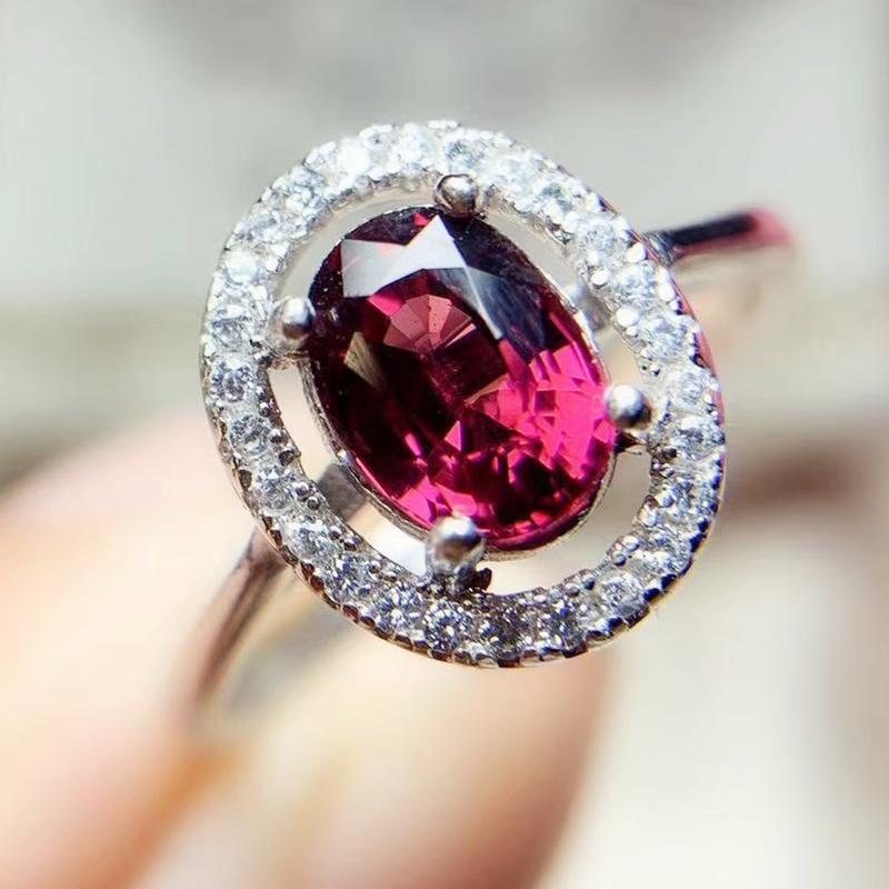 

Cluster Rings Natural Real Pyrope Oval Style Ring Per Jewelry 5*7mm 1ct Gemstone 925 Sterling Silver Fine T207310, Golden;silver