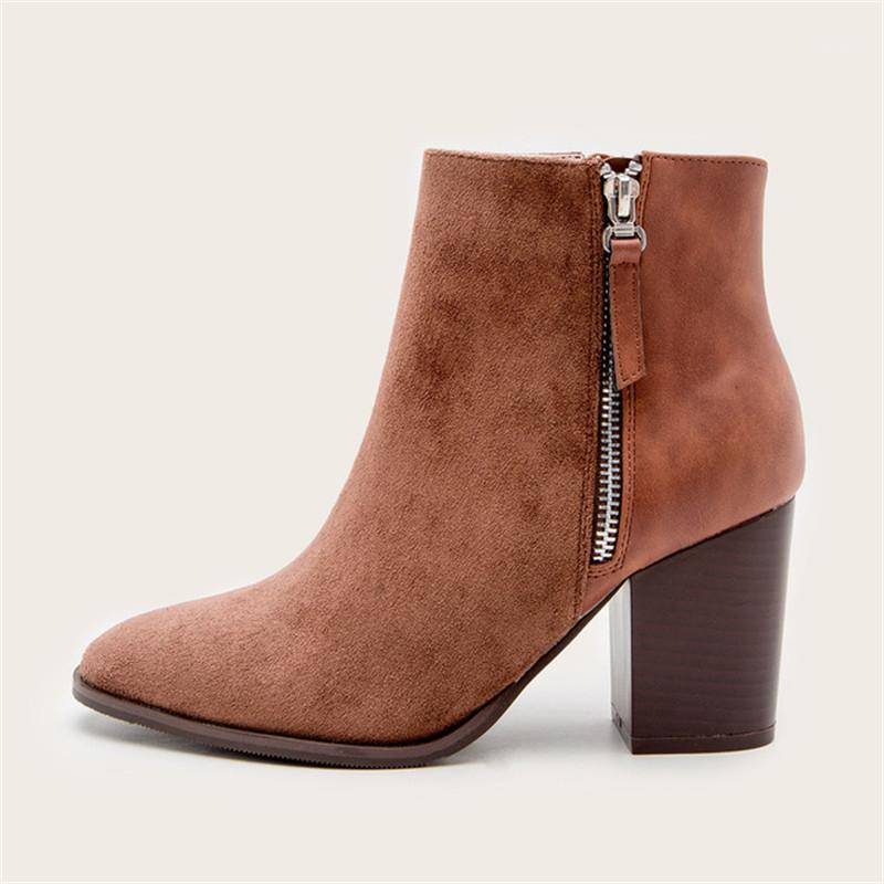 

2020 Autumn Winter Fashion Women Suede Boot Comfortable Warm Side zipper High Heel Non-slip Wear-resistant women ankle boot1, Black