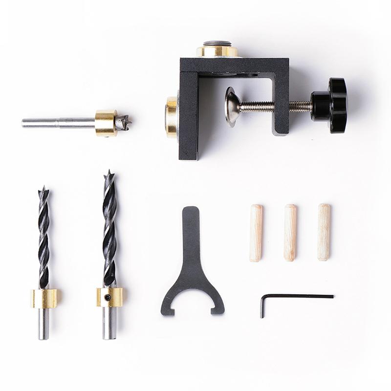 

3-in-1 Woodworking Doweling Jig Kit Adjustable Drilling Guide Puncher Locator with Drill Bits Carpentry Tools SDF-SHIP