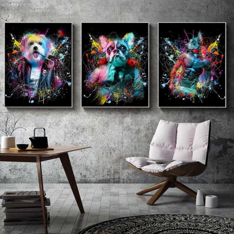 

AAHH Animal Painting Canvas pictures Figure Wall Art Canvas Painting Print Modern Trippy for Living Room Home Decor No Frame