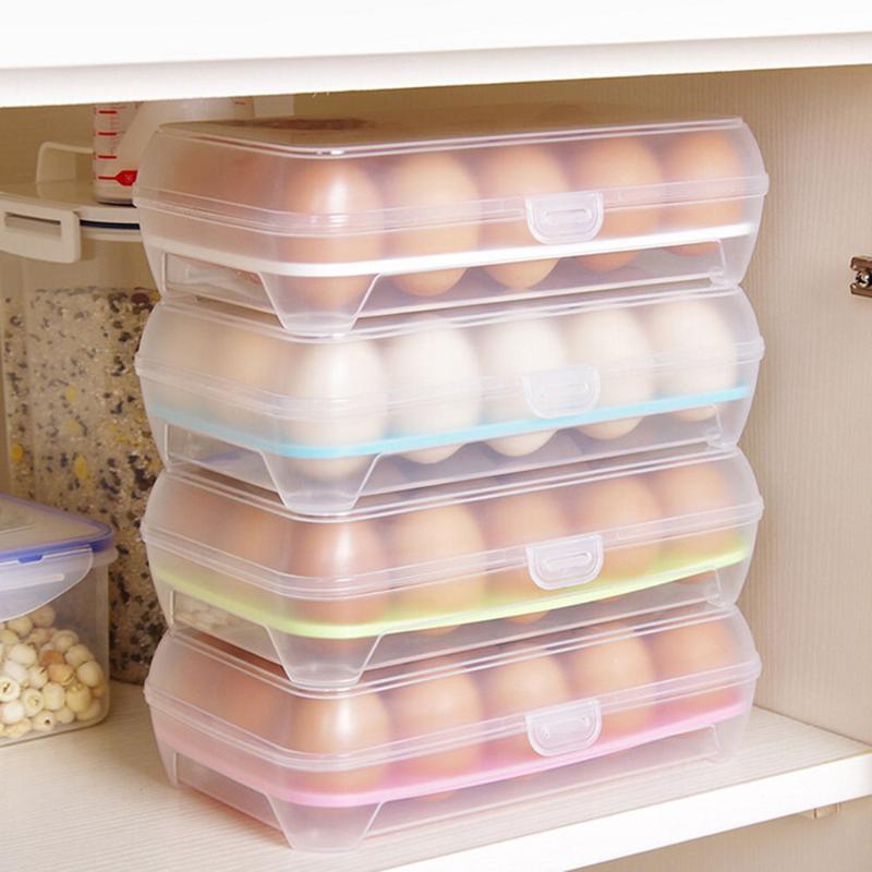 

15 Blank Kitchen Refrigerator Eggs Storage Box Holder Preservation Box Portable Plastic Eggs Home Kitchen Storage1