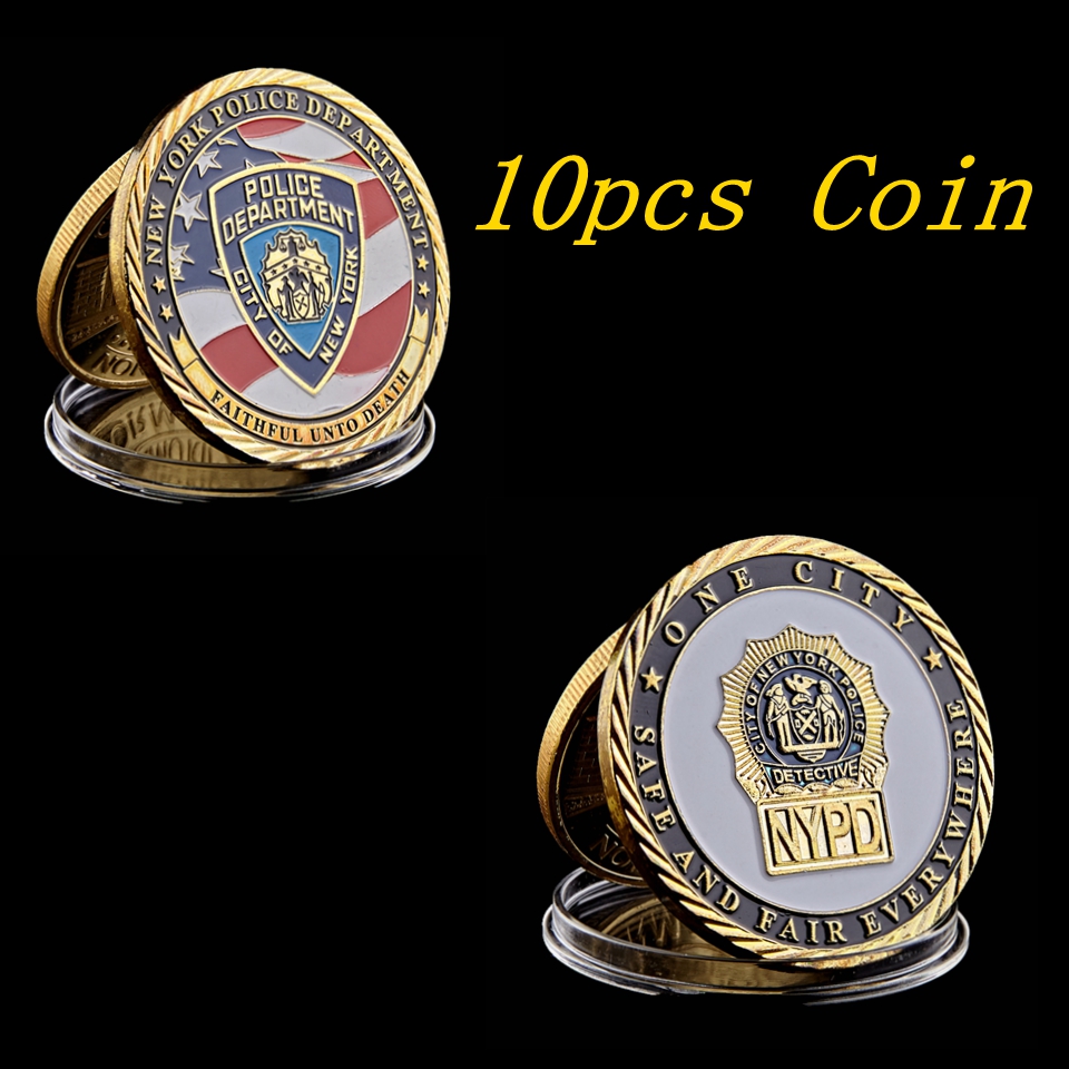 10pcs USA NY Sacrifice Warriors Police Heroes Memorial Eagle Craft Gift Challenge Coin Collection Gifts-image-592135610