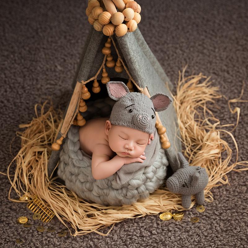 

Baby Photo Props Mini Tent Studio Newborn Props Fotografia Sofa Baby Shooting Pig Theme Accessoire Shooting Photo, Gray gourd tent
