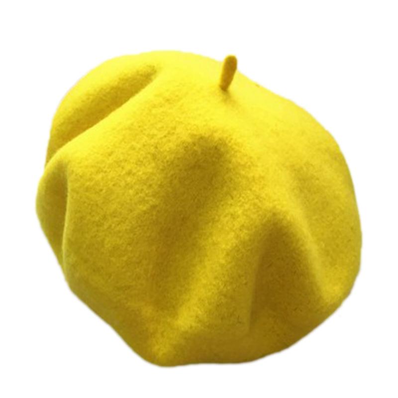 

Women Winter Warm Faux Wool Beret Hat Solid Color Classic Painter Beanie Cap A0NF, Beige