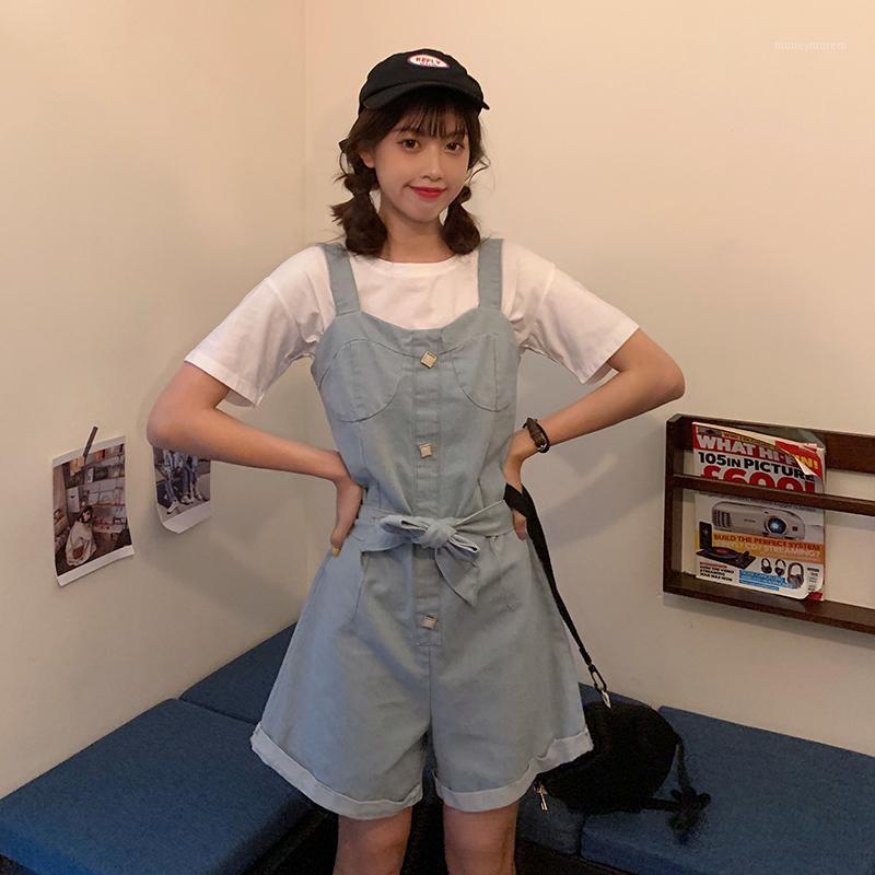 

HOT 2020 Summer Fashion Women jumpsuit denim bodysuit spaghetti strap wide leg high quality playsuits female jumpsuits -XL1, Blue