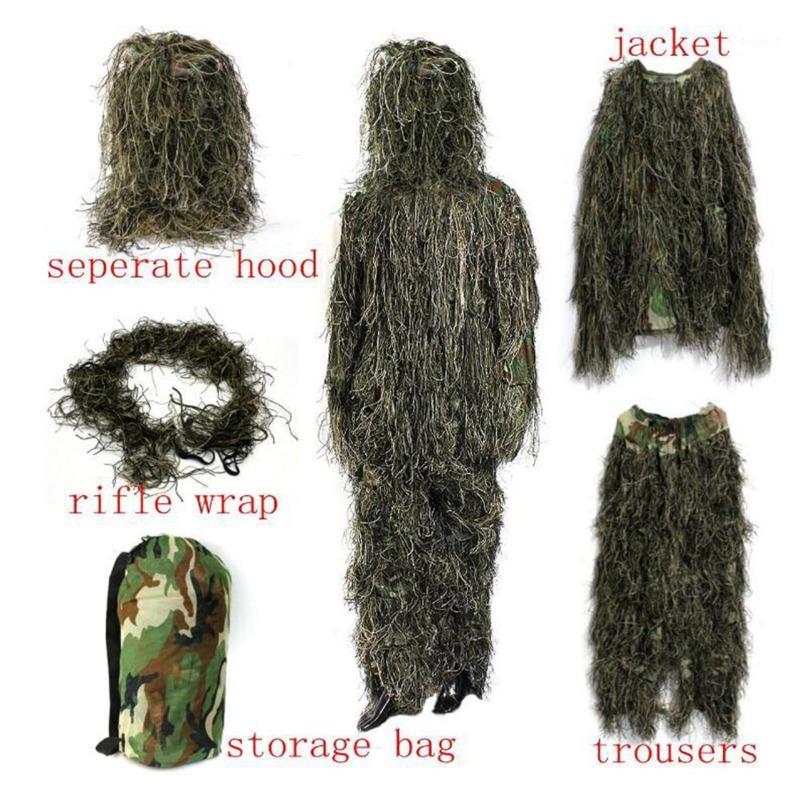

3D Universal Camouflage Woodland Green Clothes Adjustable Size Ghillie Suit For Hunting Army Tactical Sniper Sets Kits1