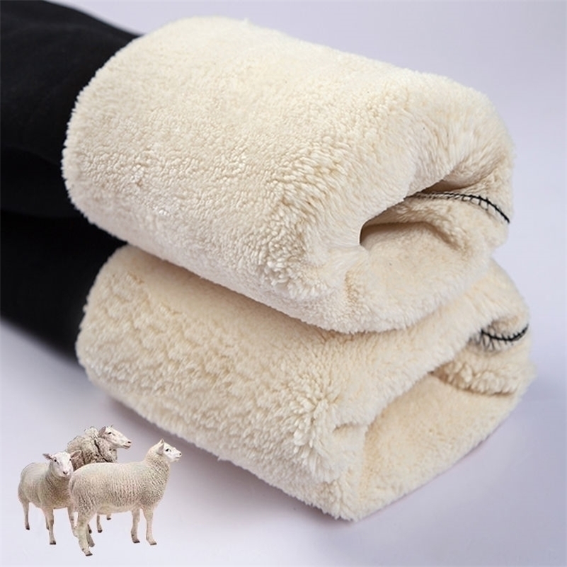 

Winter Mom's plus size 5xl Thicking warm Pants streetwear High Waist Skinny Pencil Trousers Lamb hair stretch Leggings Pants 201228, Ordinary black