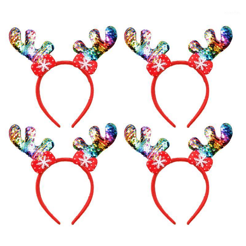 

4 Pcs Christmas Sequins Antler Head Hoops Party Headwear Creative Headband Costume Accessory Masquerade Party Supplies1