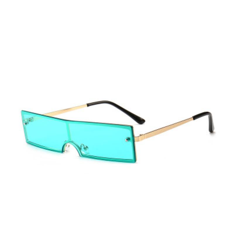 

Sunglasses Fashion Rectangle Small Frame Women 2021 Metal Legs Sun Glasses Rivet Ocean Lens Shade Mirror