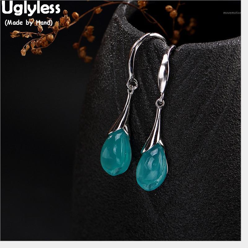 

Uglyless 100% Real 925 Sterling Silver Fine Jewelry Natural Blue Amazonite Earrings for Women Handmade Magnolia Earrings Flower1