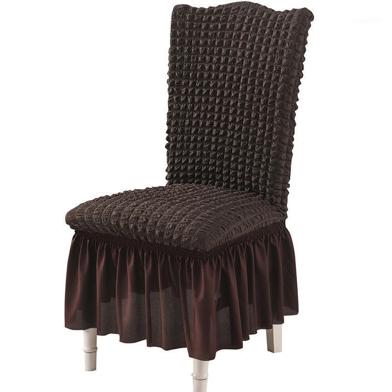 

Bubble Plaid with Skirt Dining Chair Cover Elastic Chair Slipcover Stretch Cover for Wedding Party Seat 1/2/4/6 Pcs1