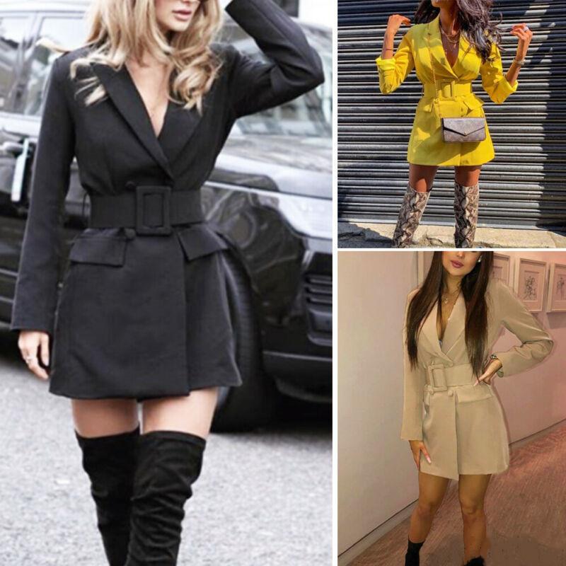 

Women Slim Casual Blazer Top Outwear Long Sleeve Career Formal Long Blazers Solid Color Casual Blazer, Black