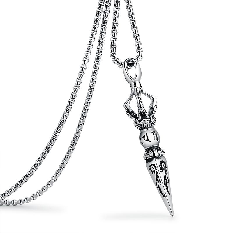 

Men's Retro Six-character Mantra Necklaces truthful pestle Buddhist Pendant Necklace Titanium Stainless Steel Necklace Jewelry