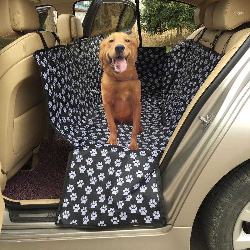 

New Oxford Footprint Pet Dog Carriers Rear Back Waterproof Pet Car Seat Cover Mats Hammock Protector With Safety Belt1