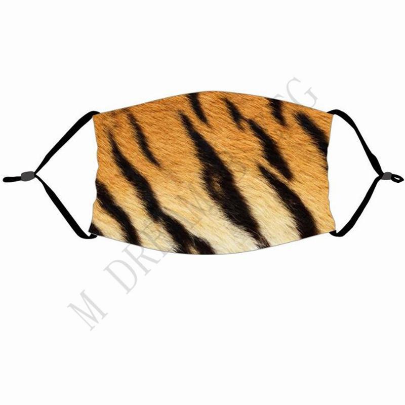 

Protective Ear-hanging Covering Face Cover Masks 3D-Print Designer With Filter Pocket Tiger Leopard Design Funny Mask