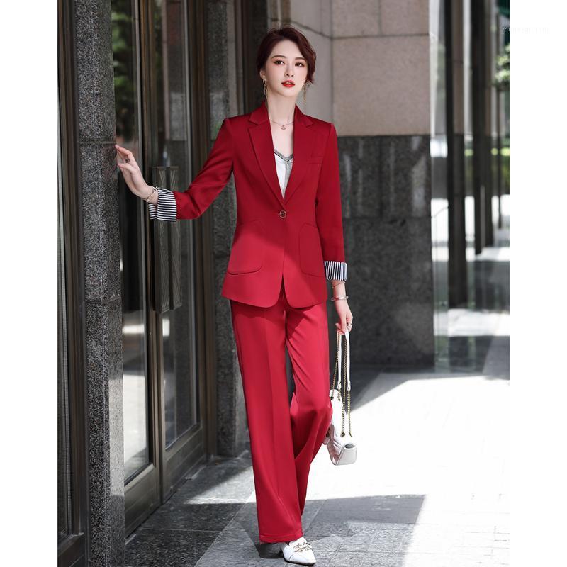 ladies red trouser suits