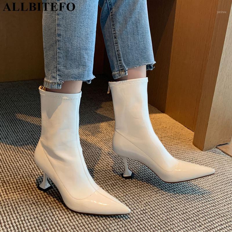 

ALLBITEFO sexy high heels pu leather party women boots women high heel shoes thin heels office ladies shoes boots1, As picture
