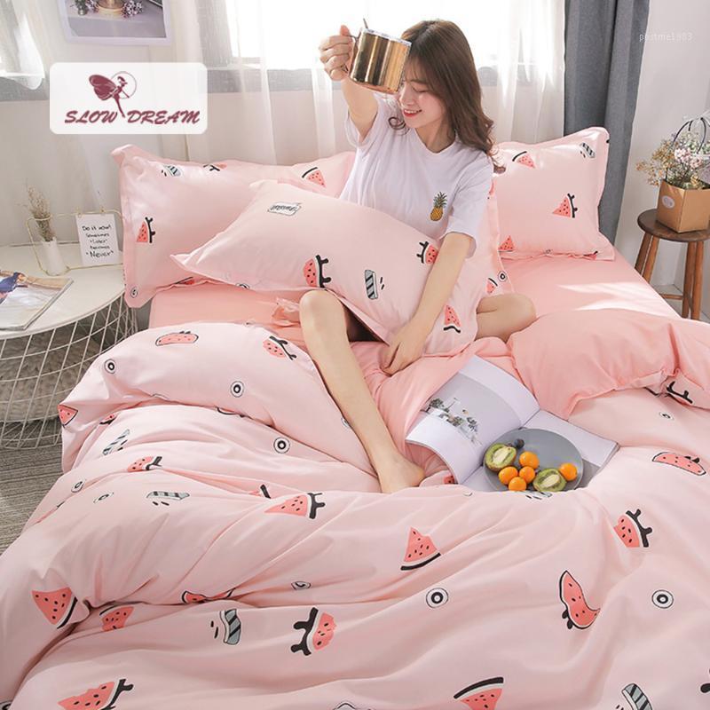 

SlowDream Fashion Bedding Set Watermelon Duvet Cover Flat Sheet Double Bedspread Nordic Decoration Girl Bedding Cover Comfortabl1