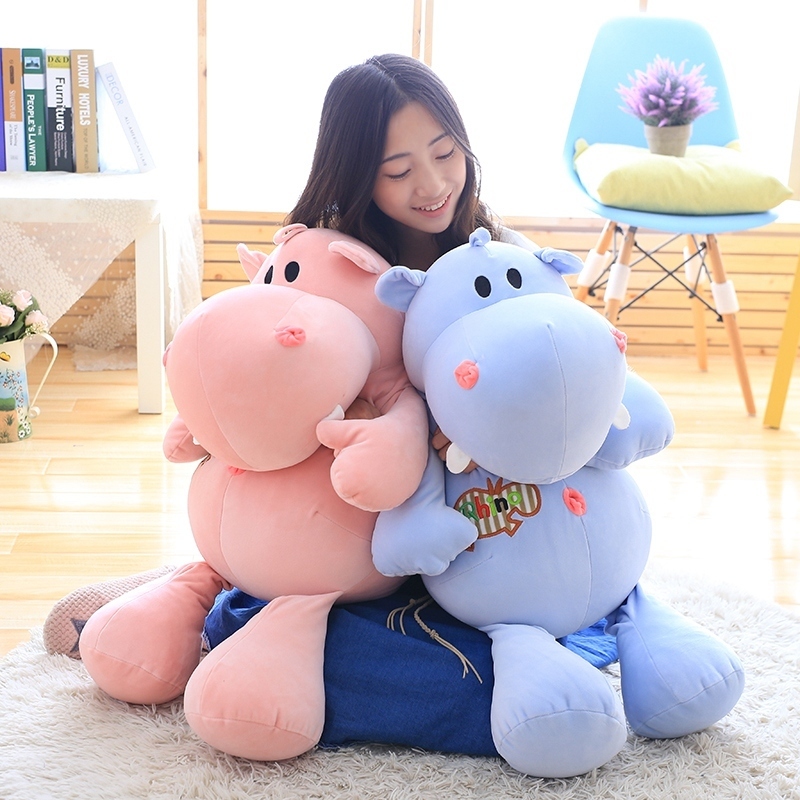 

25cm Stuffed soft Hippos plush toys Cartoon Hippopotamus dolls sofa pillow animal cushions Luxury filling Birthday gift for kids T200901, Blue